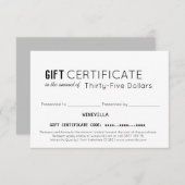 業務エレガント用顧客カスタムギフト証明書 (正面/裏面)