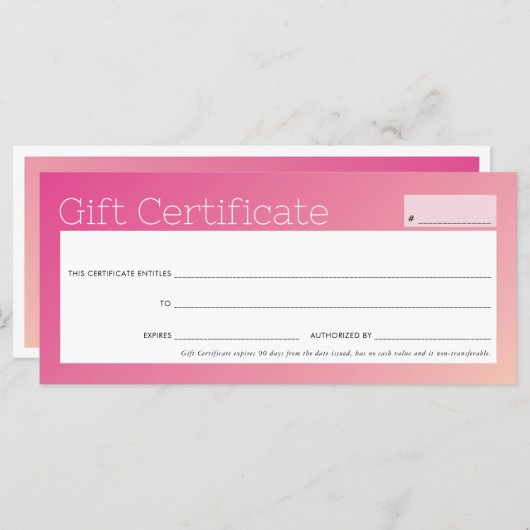 業務エレガント美しいサロンかわいらしピンクグラデーション (正面/裏面)