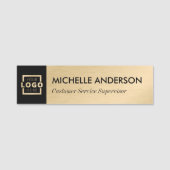 業務カスタムロゴの基本スタッフ金ゴールド 名札 (正面)