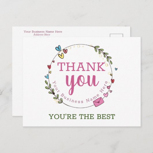 業務パーソナライズされたサンキューカード ポストカード (正面/裏面)