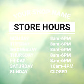 業務ミニマル名ストアの営業時間 ウィンドウサイン (シート3)