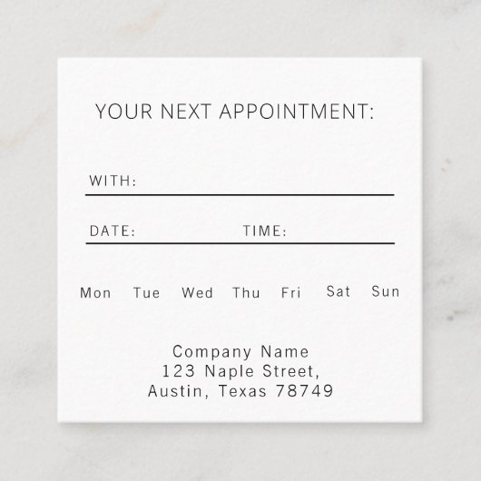 業務モダンアポイントメントカード スクエア名刺 (正面)