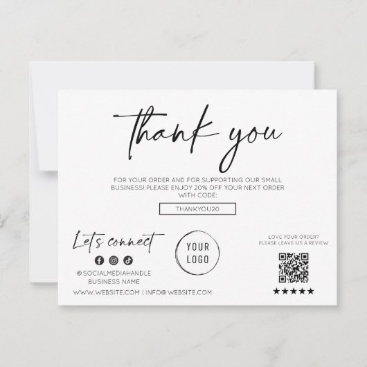 業務モダンサンキューカードのスクリプト 招待状 (正面)