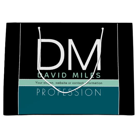 業務モダンテンプレート | すべての色をカスタマイズ ラージペーパーバッグ (正面)