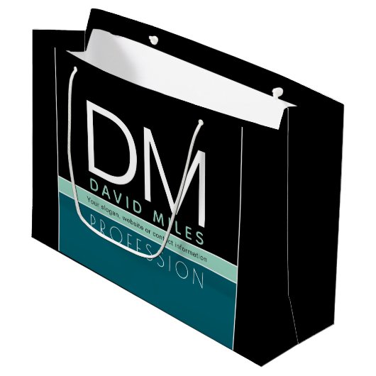 業務モダンテンプレート | すべての色をカスタマイズ ラージペーパーバッグ (正面アングル)