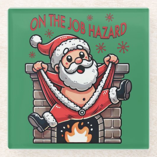 業務上危険なサンタが火災に遭う ガラスコースター (正面)