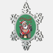 業務上危険なサンタが火災に遭う スノーフレークピューターオーナメント (右)