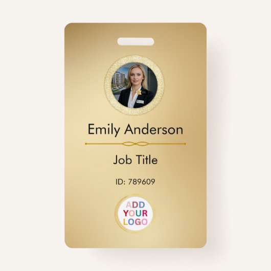 業務従業カスタム員のフォトロゴIDバッジ バッジ (正面)