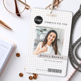 業務従業モダン務会社ロゴ写真QR バッジ