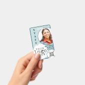 業務従業モダン員の写真名カードQRコード バッジ (手持ち)