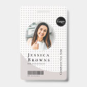 業務従業モダン員の写真QRホワイト バッジ (Front)