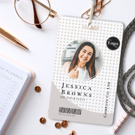 業務従業モダン員の写真QRホワイト バッジ