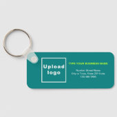 業務情ミニマル報ティール（緑がかった色）四角形 キーホルダー (裏面)