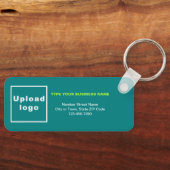 業務情ミニマル報ティール（緑がかった色）四角形 キーホルダー (正面)