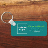 業務情ミニマル報ティール（緑がかった色）四角形 キーホルダー (裏面)