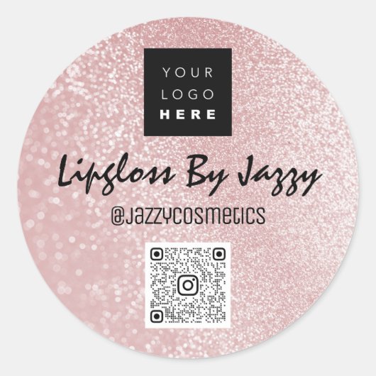 業務感謝してい包装バラグリッターQRコードロゴ ラウンドシール (正面)