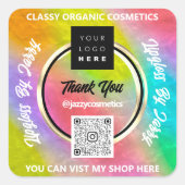 業務感謝していQRコードロゴレインボーホログラフ スクエアシール (正面)