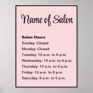 業務淡い色ののピンクと黒の営業時間 ポスター