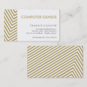 業務用はっきりしたカード:シンプルストライプ金ゴールド 名刺 (正面/裏面)