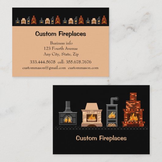 業務用カスタムカードの暖炉 名刺 (正面/裏面)