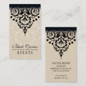 業務用カードエレガントスタイリッシュダマスク蜂蜜ブラック 名刺 (正面/裏面)
