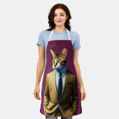 業務用スーツの猫パパおもしろいキッチンエプロン エプロン (着用した状態)