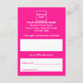 業務用ピンクギフト券 エンクロージャーカード (正面)