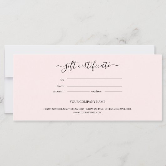 業務用ミニマルギフト証書 (裏面)