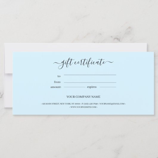 業務用ミニマルギフト証書 (裏面)