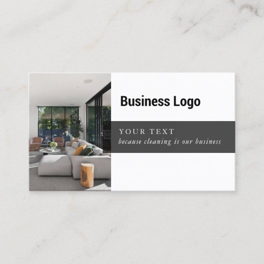 業務用モダン写真QRコードロゴのクリーニング 名刺 (正面)