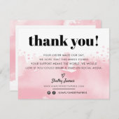 業務用感謝してい水モダン色のピかわいらしックロゴ サンキューカード (正面/裏面)