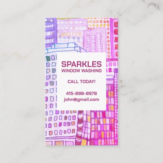 業務用清掃窓洗浄水色 名刺 (正面)