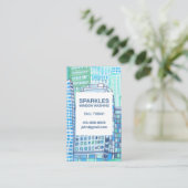 業務用清掃窓洗浄水色 名刺 (スタンド正面)