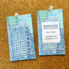 業務用清掃窓洗浄水色 名刺