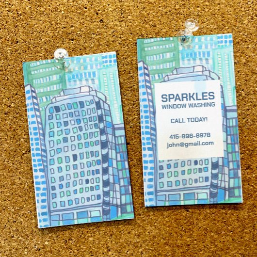 業務用清掃窓洗浄水色 名刺