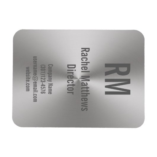 業務用磨き仕上げメタル外観モノグラム名タイトル マグネット (横)