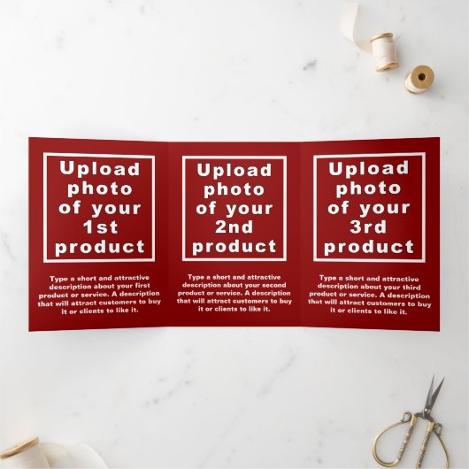 業務用製品レッド3折カード 三つ折りカード (内部)