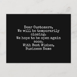 業務、一時的に終了通知 ポストカード