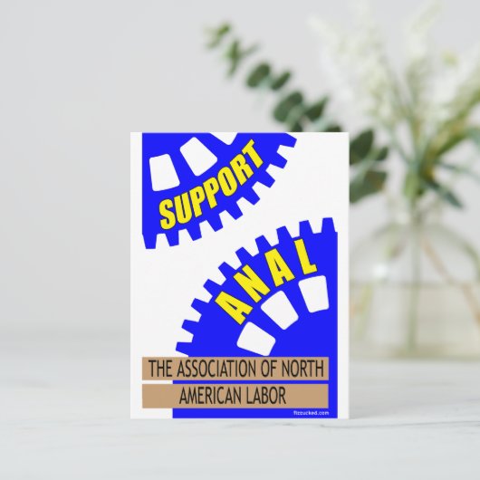 業界のギアが労働者を粉にする! ポストカード (スタンド正面)