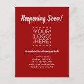 業界再開間近の営業再開発表赤 ポストカード (正面)