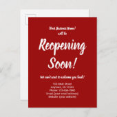 業界再開間近の営業再開発表赤 ポストカード (正面/裏面)