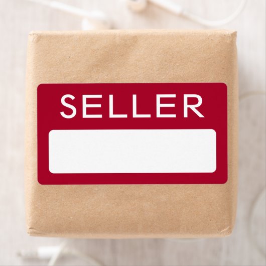 業者名タグステッカーの表示ベンダー赤 ラベル (インサイチュ)