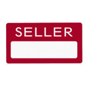 業者名タグステッカーの表示ベンダー赤 ラベル (正面)