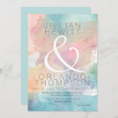 極めてシンプルな水彩結婚式招待状2 招待状 (正面/裏面)