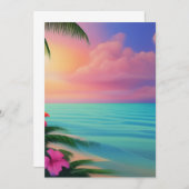 極めてリアルな閑静な熱帯ビーチ サンキューカード (正面/裏面)