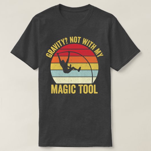 極ヴォールトおもしろいポールヴォールティング重力レトロ Tシャツ (デザイン正面)