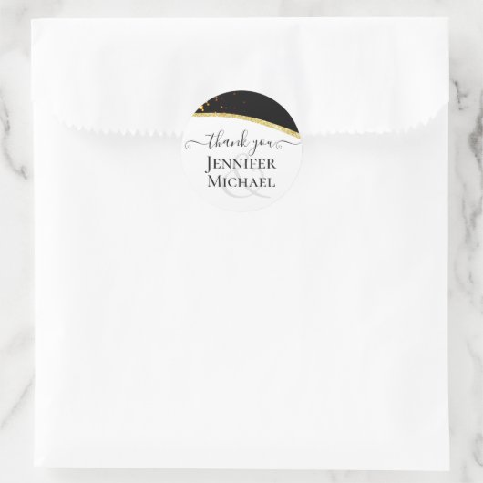 極上のブラックゴールドグリッターウェディング ラウンドシール (バッグ)