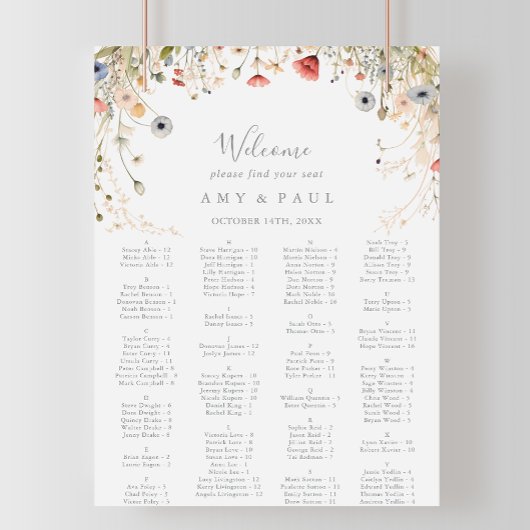 極上のワイルドフラワーアルファベット座席表 ポスター
