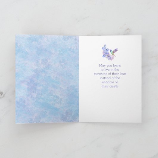 極上の悔やみや弔慰で美しいハミングバード カード (内部)