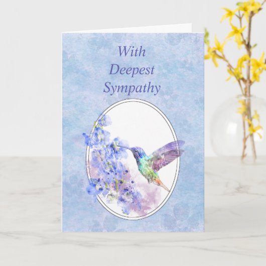 極上の悔やみや弔慰で美しいハミングバード カード (黄色い花)